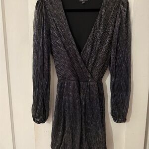 Lily Rose Shimmering Black Long Sleeve Dress